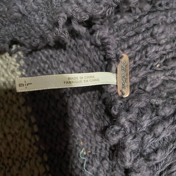 Free People Sweater Colorblock Stripe Double Breasted Cotton Cardigan Large - Picture 7 of 8